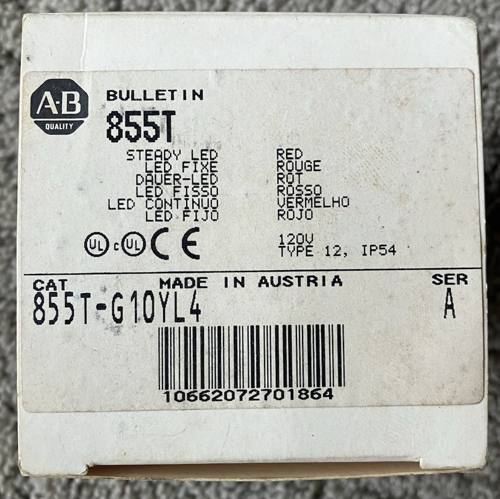 Allen Bradley 855T-G10YL4 Stack Light Red