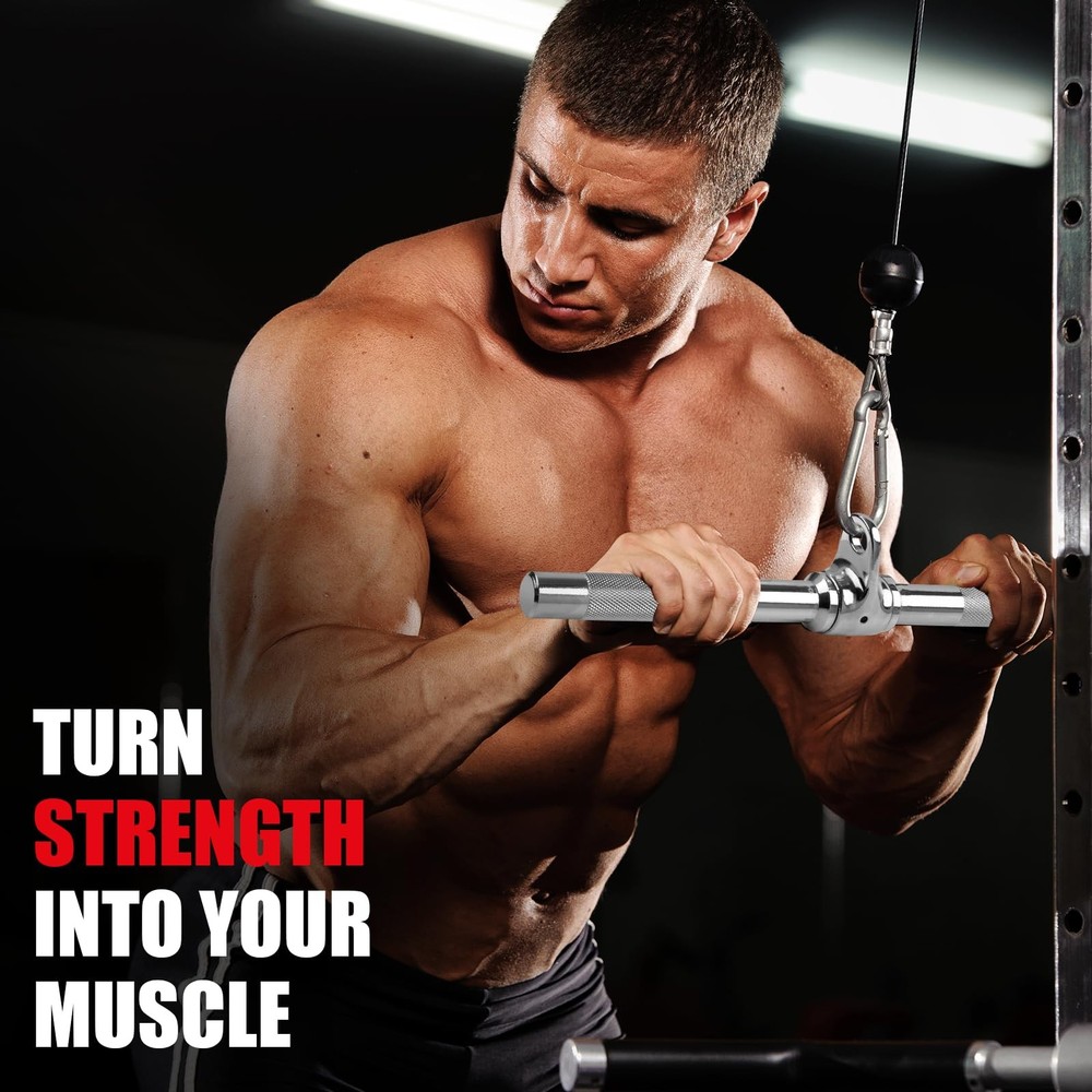 Straight Rotating Bar, 360° Rotating Straight Pull Down Bar Cable Machine Att...