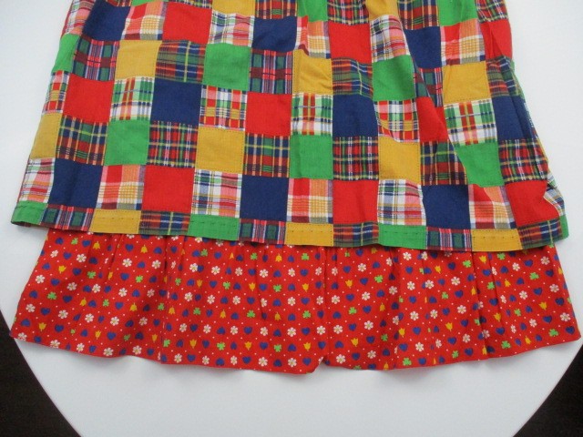 Pilgrim Pioneer Costume Girl Colonial Prairie Dress Apron Bonnet Floral Plaid