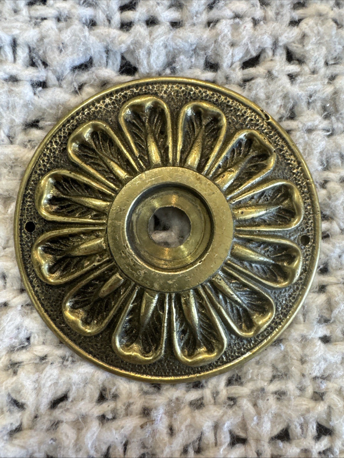 Lot 3psc VNT Ornate Solid Brass Door Knob, Portugal, Mid-Century, Floral Rosette