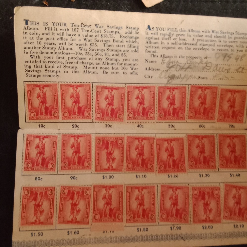 war bond stamp book