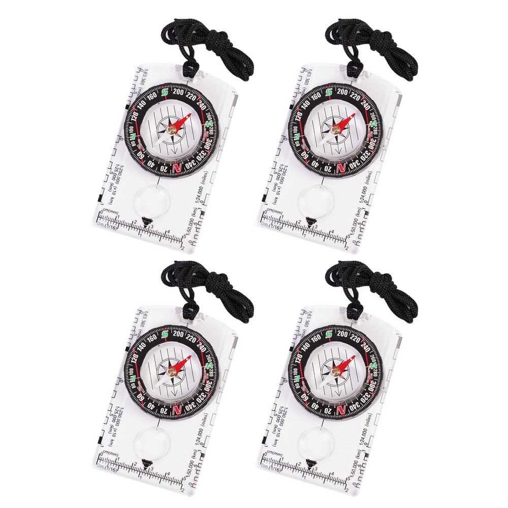 4 Pcs Outdoor Compass with Adjustable Declination,Magnifier,Ruler,Scale. Mult...