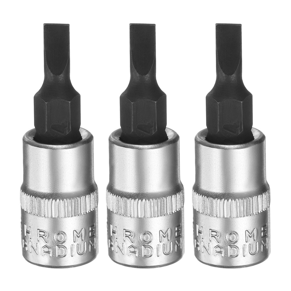 3pcs FD4 Slotted Bit Socket 1/4" Square Drive Extension Impact Bit, Black