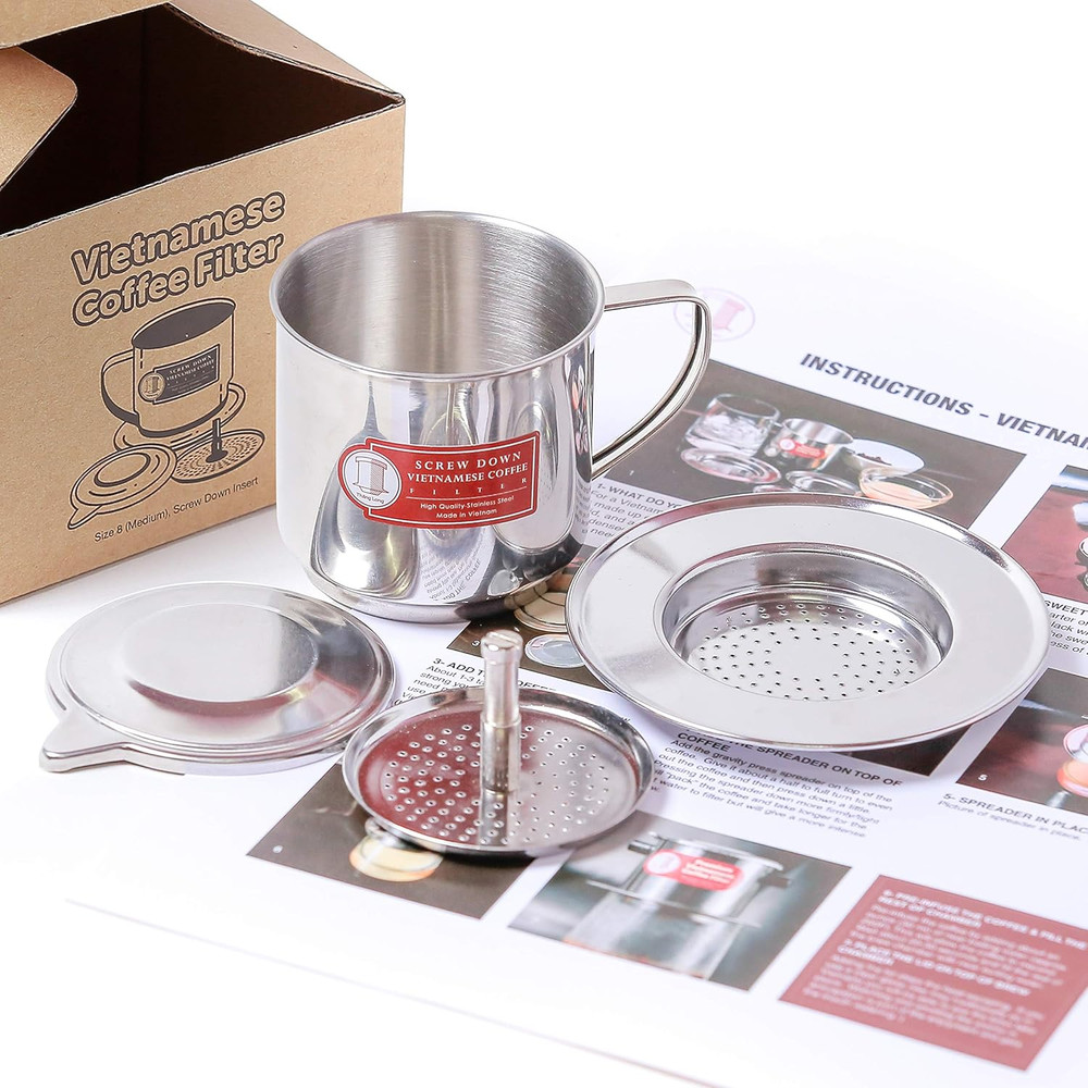 Vietnamese Coffee Filter Maker Press. Screw down Phin Made in Vietnam. Authentic