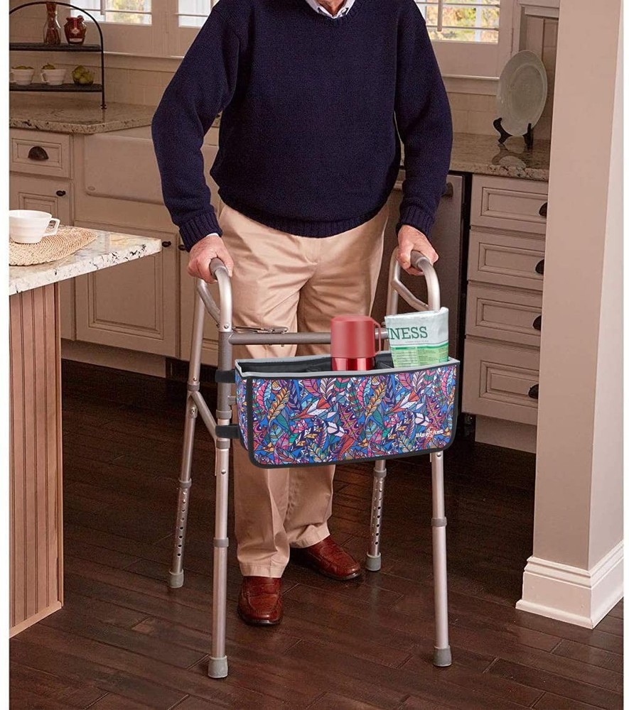 Walker Basket, Walker Storage Bag with Split Boards and Straps, Foldable Walk...