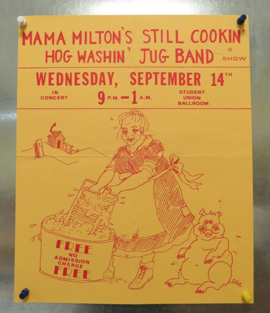 Folded Vintage Mama Miltons Still Cookin' Jug Band College Concert Show Poster