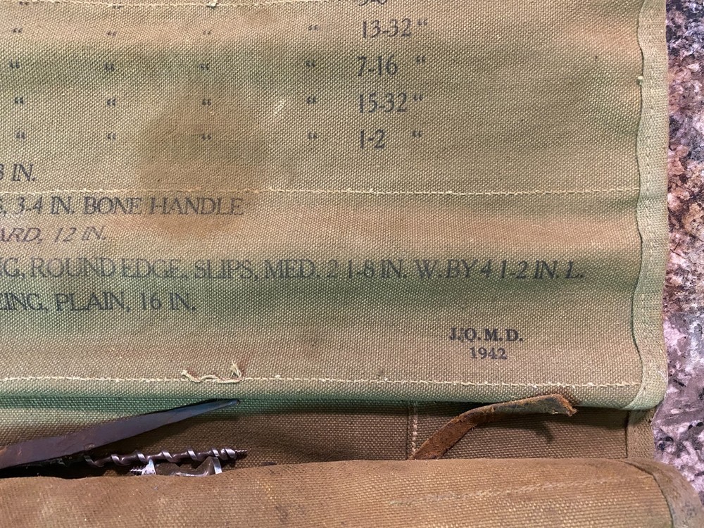 WWII US Tool Roll For Blacksmiths Set No 1-1942-Various Bits & Tools