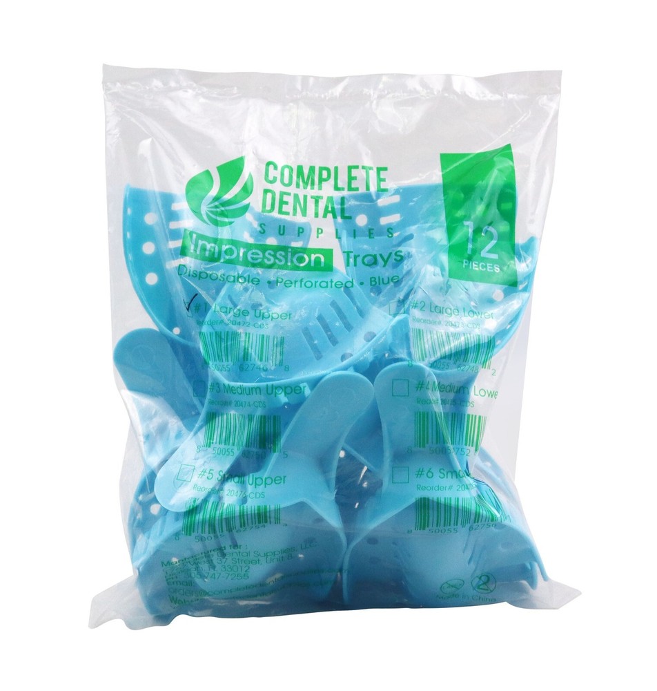 Disposable Impression Trays, Perforated # 1, Large Upper, 12 pcs / bag.