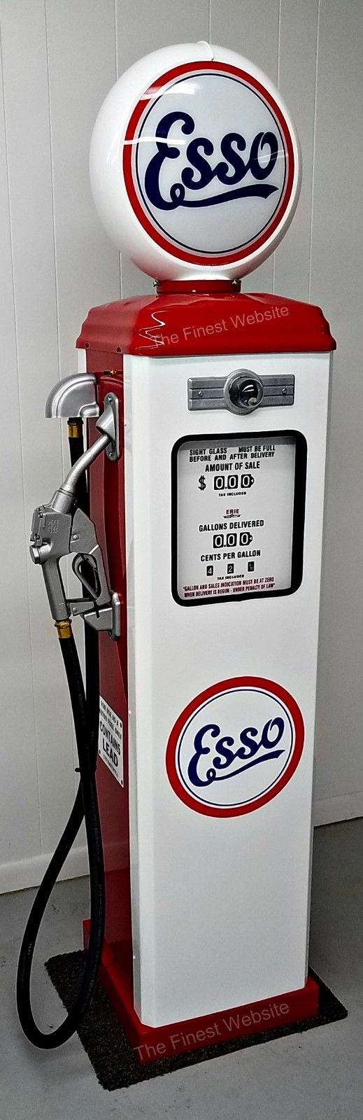NEW REPLICA ESSO GAS PUMP - ANTIQUE OIL  REPRODUCTION (WHITE & RED) - FREE SHIP*