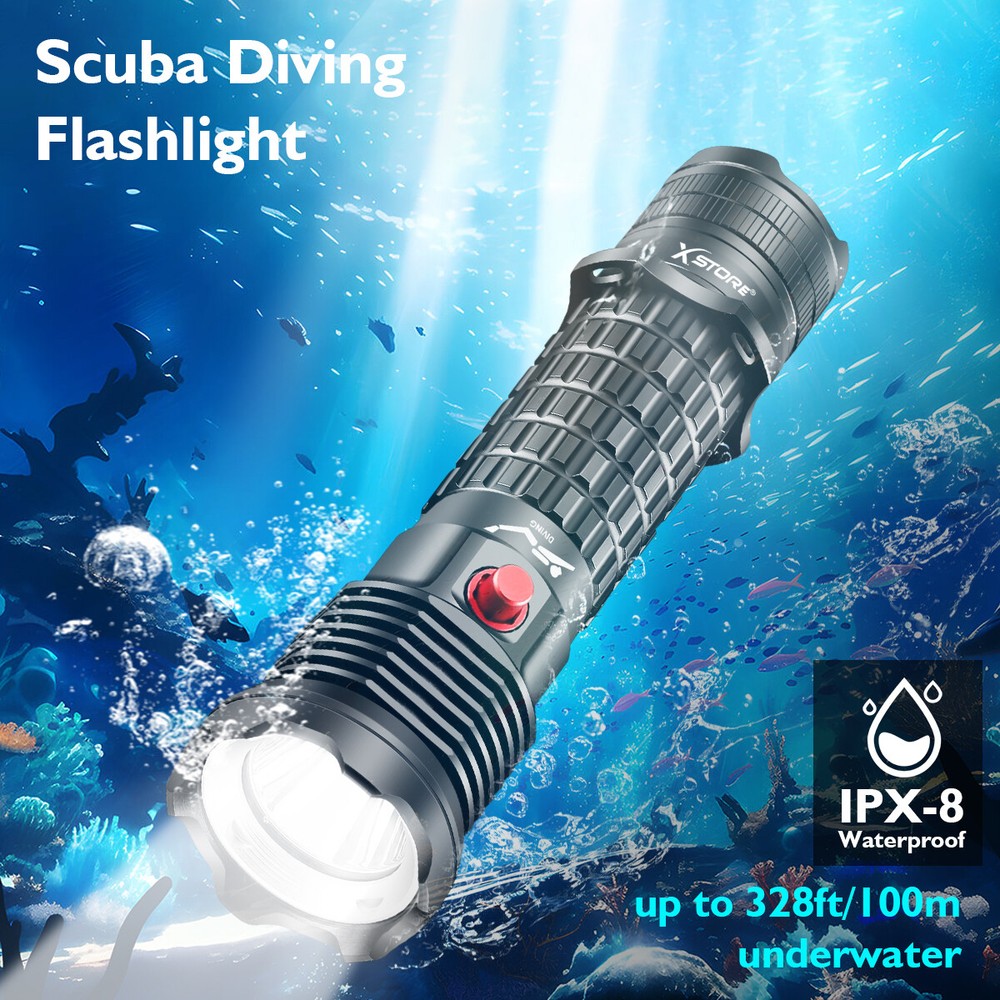 Diving Flashlight 3000LM Rating Professional Diving Light Underwater Flashlight