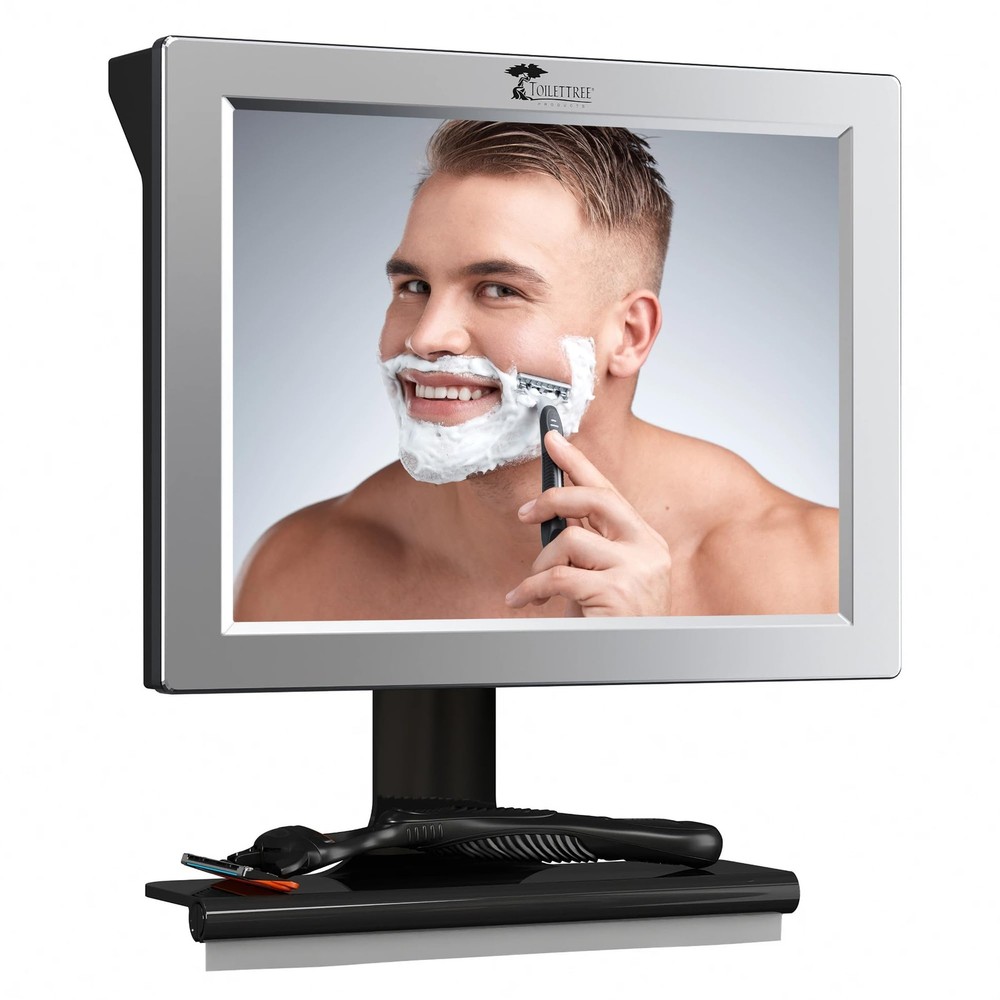 Fogless Shower Mirror with Squeegee - Adjustable, Anti-Fog, Rust-Proof Design