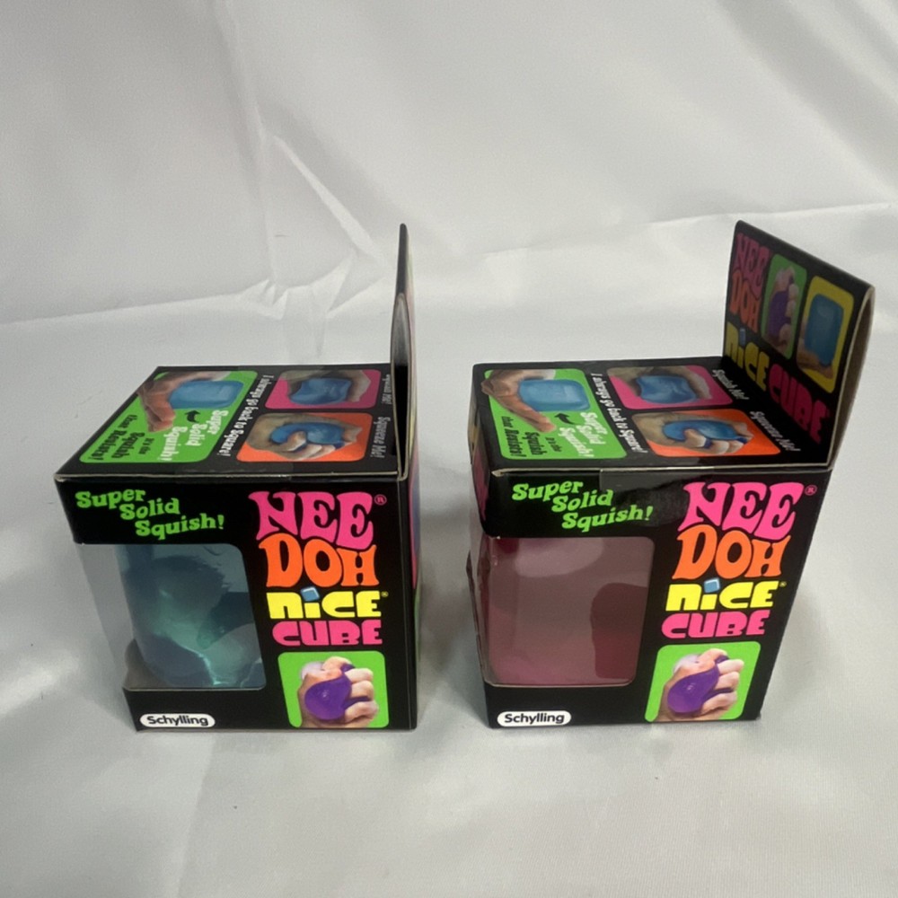 Schylling Nee Doh Nice Cube Super Solid Squish Blue & Pink Sensory Toy