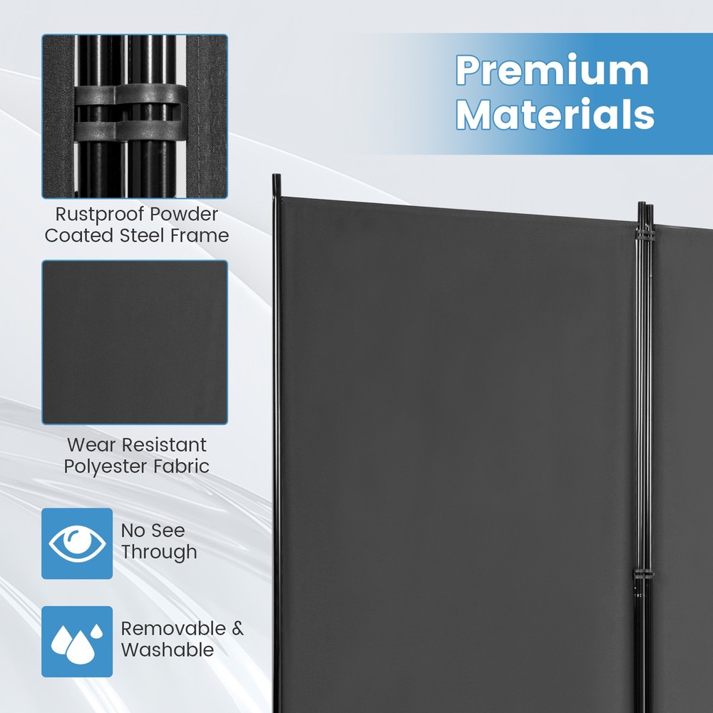 3-Panel Room Divider Folding Privacy Partition Screen for Office Room Grey