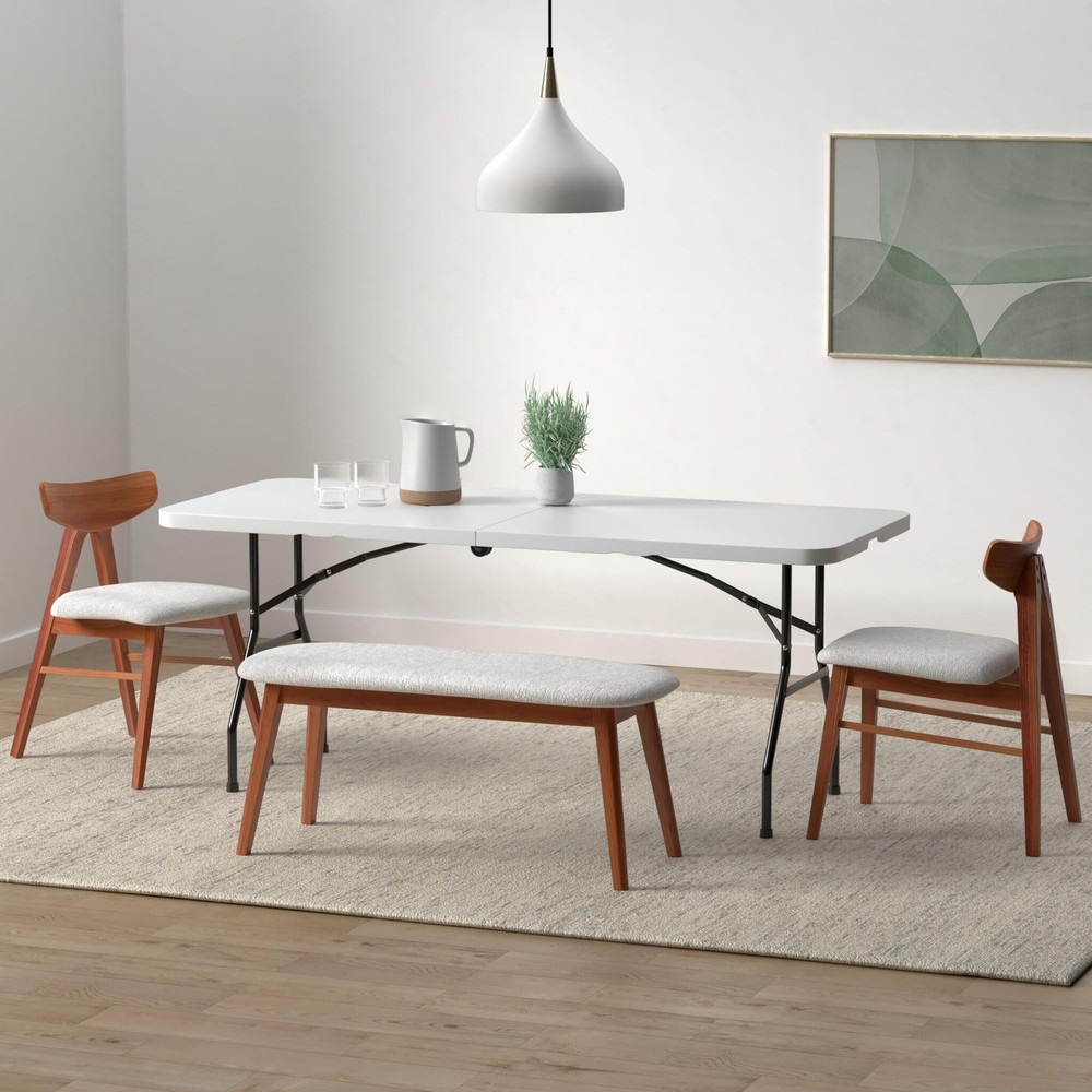 Folding Table Plastic Picnic Table for Parties Wedding Camping Office with Ca...