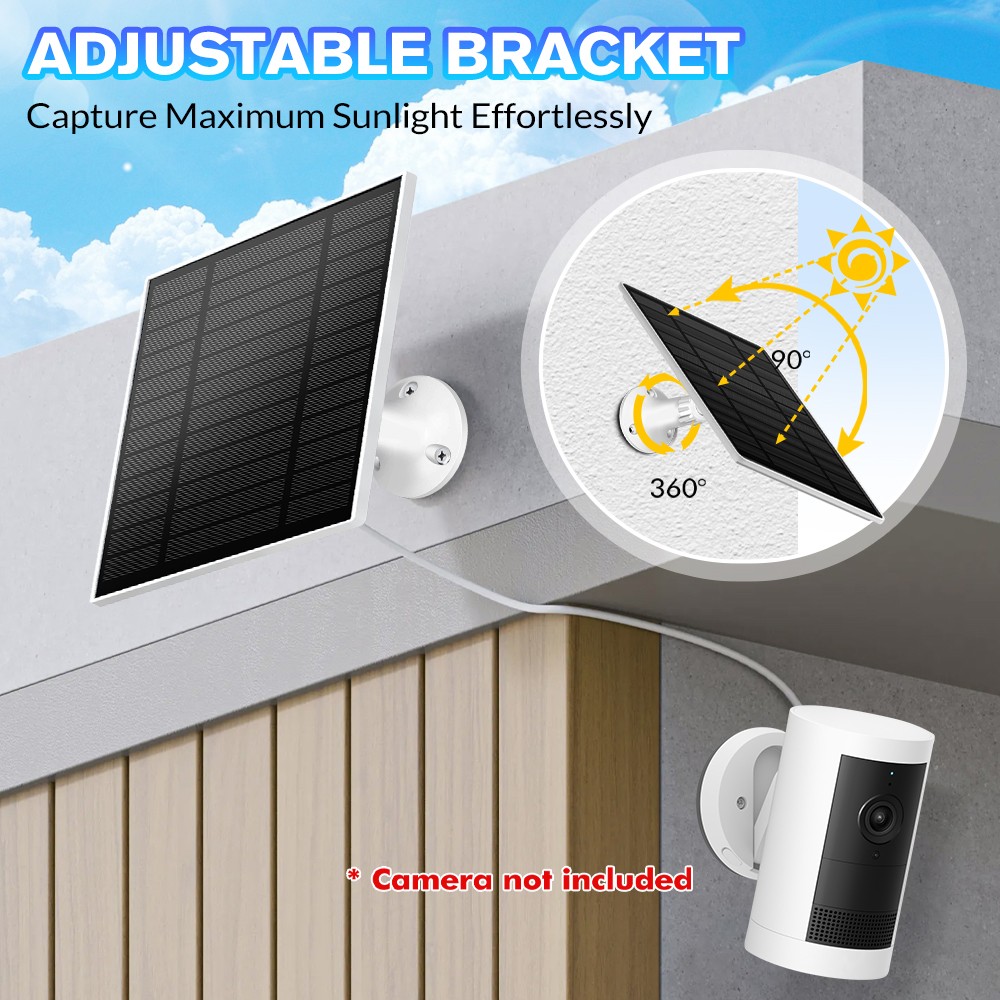 5W/5V Solar Panel For CCTV Security Camera Micro USB Type-c Charger Outdoor