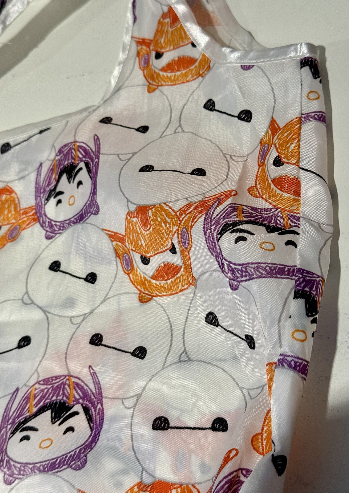 Disney Tsum Tsum Baymax Hiro Big Hero 6 Nylon Tote Bag Reusable All Over Print