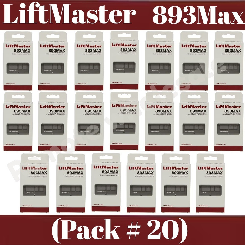 893MAX 3 Button LiftMaster Visor Remote Control Garage Door Opener PACK # 20