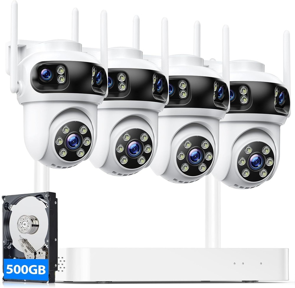 Wireless Security Camera System Outdoor Triple-Lens Security Cam Auto Tracking