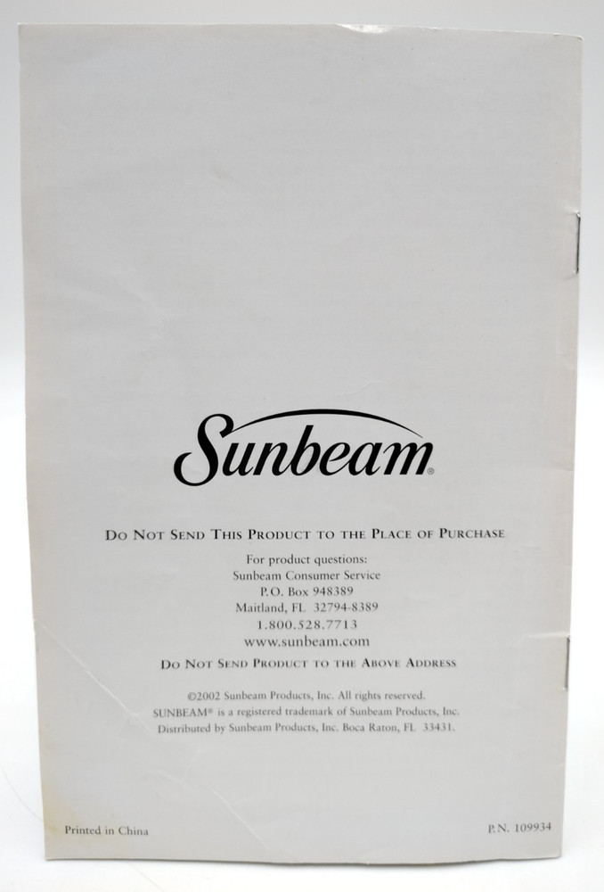 Sunbeam 5895 Bread Maker REPLACEMENT USER MANUAL Recipe Book - 20pg Instructions