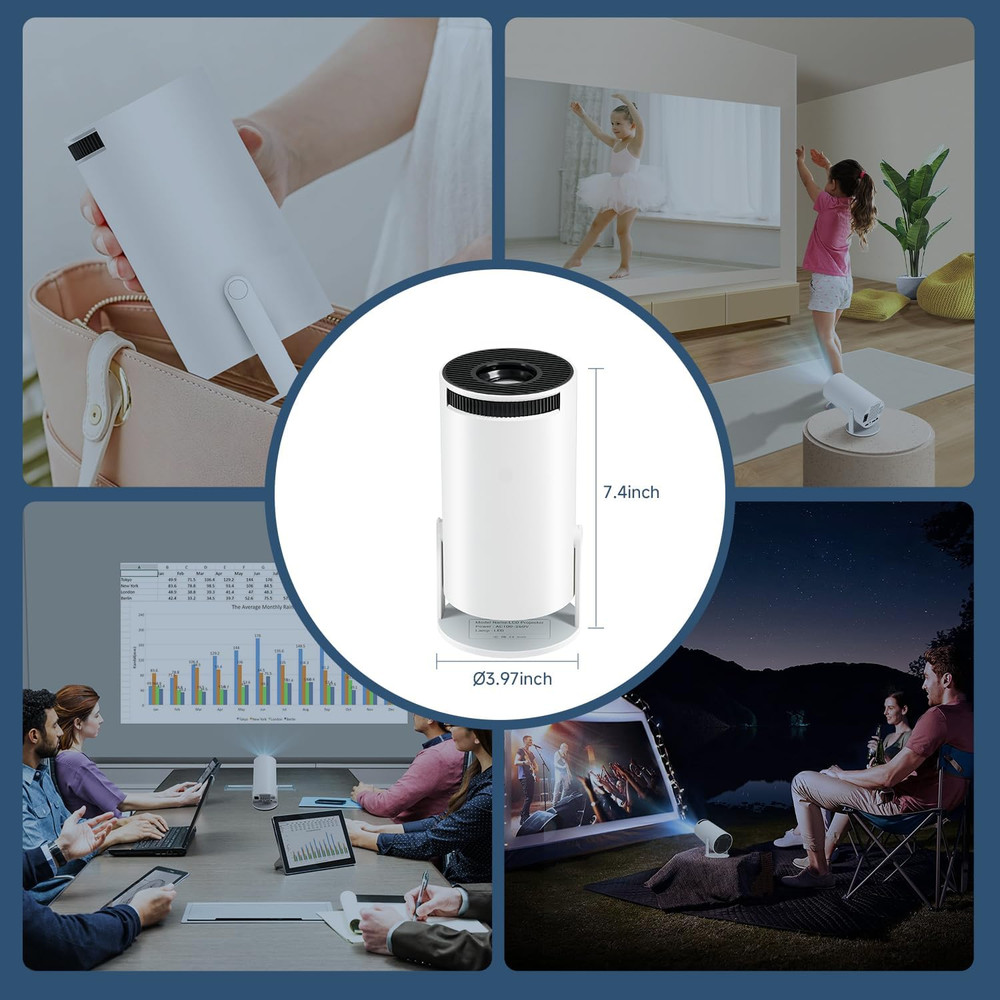 Mini Projector with Wifi & Bluetooth, 2025 Upgraded Portable Projector , 1080P