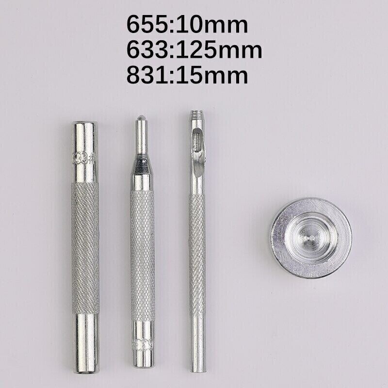 Leather Snap Fasteners Kit 10/12/15mm Metal Button Snaps Press Studs With 4 Tool