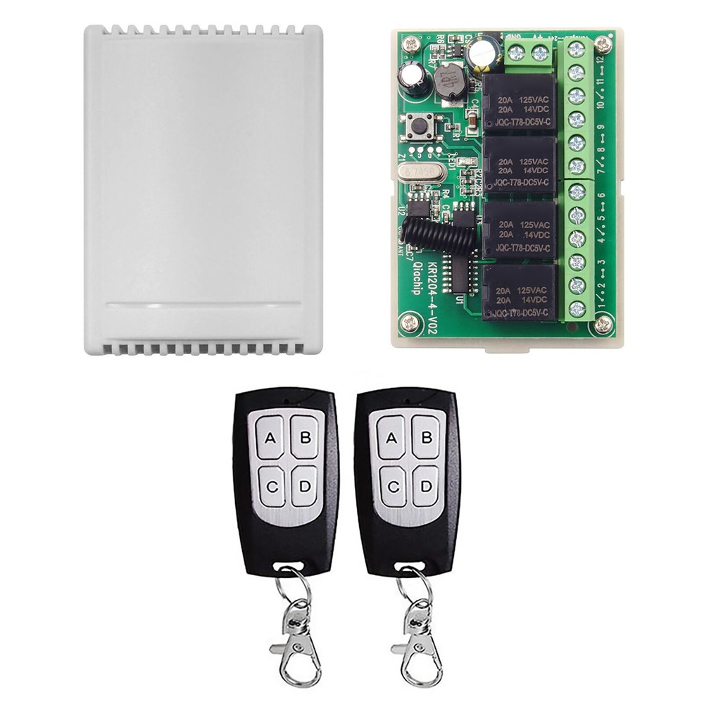 Brand New DC 4-Channel Wireless RF Remote Control Relay Switch With 2 Receiver