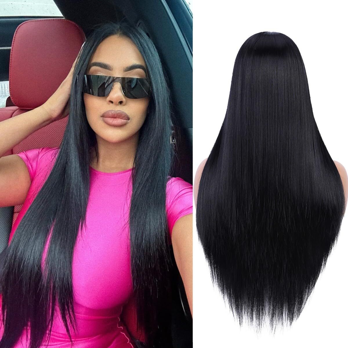 Long Straight Black Wig Synthetic Natural Long Black Full Wigs for Women 26in US