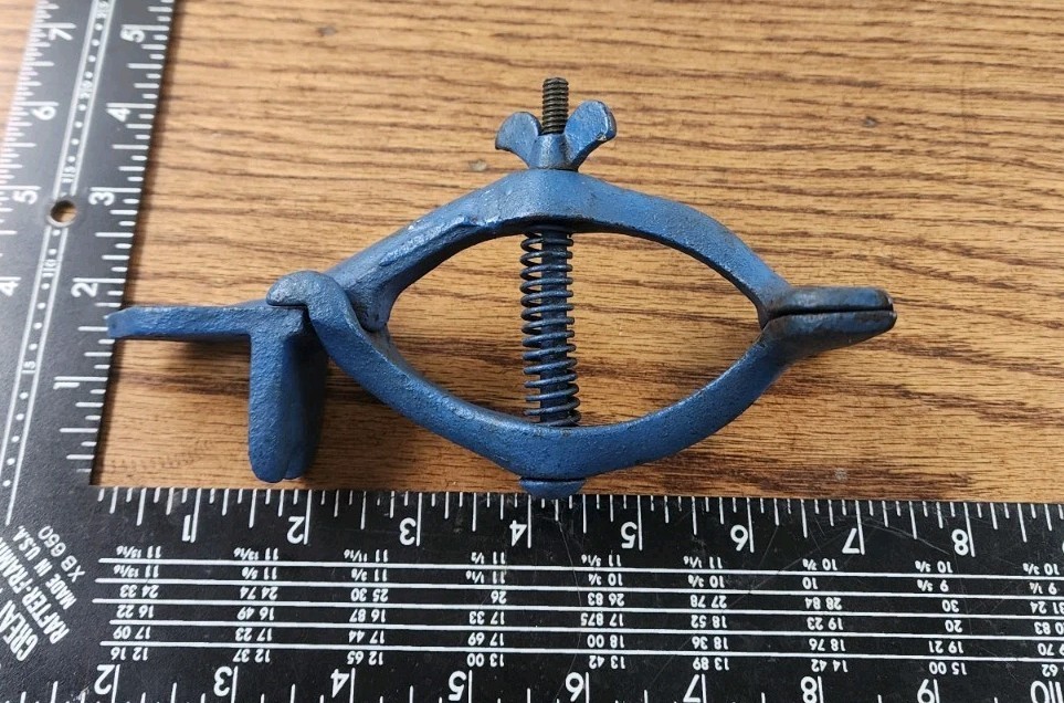 Antique Bench/Table Mount Light Duty Spring Clamp Woodworking Tool - Nice Shape!