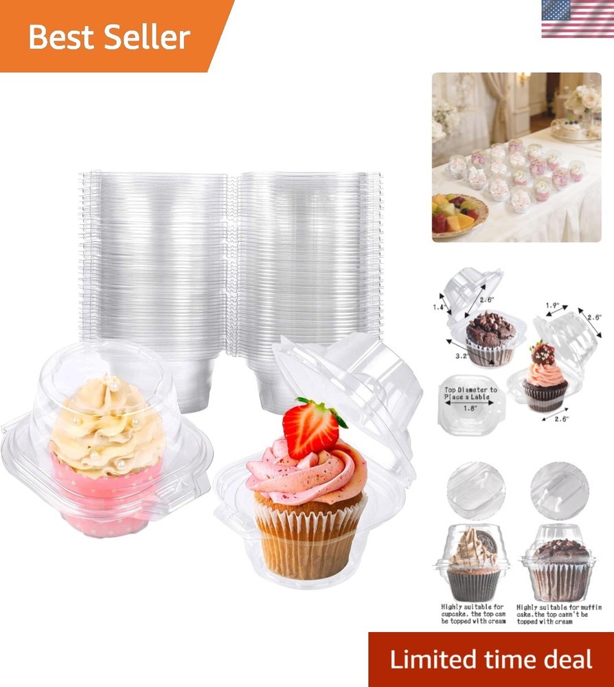 50 Pack Individual Cupcake Containers Plastic Cupcake Boxes Cupcake Holders Stac