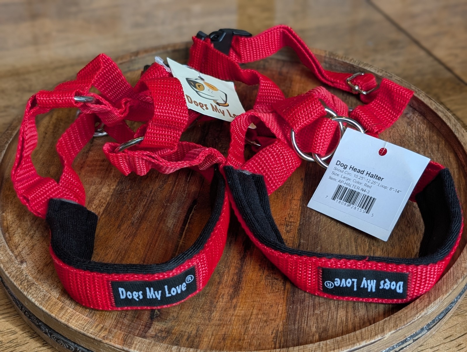 Set of 2 Dog Head Collar Halter Red 6 Sizes (L: 10.25"-12.25" Snout)