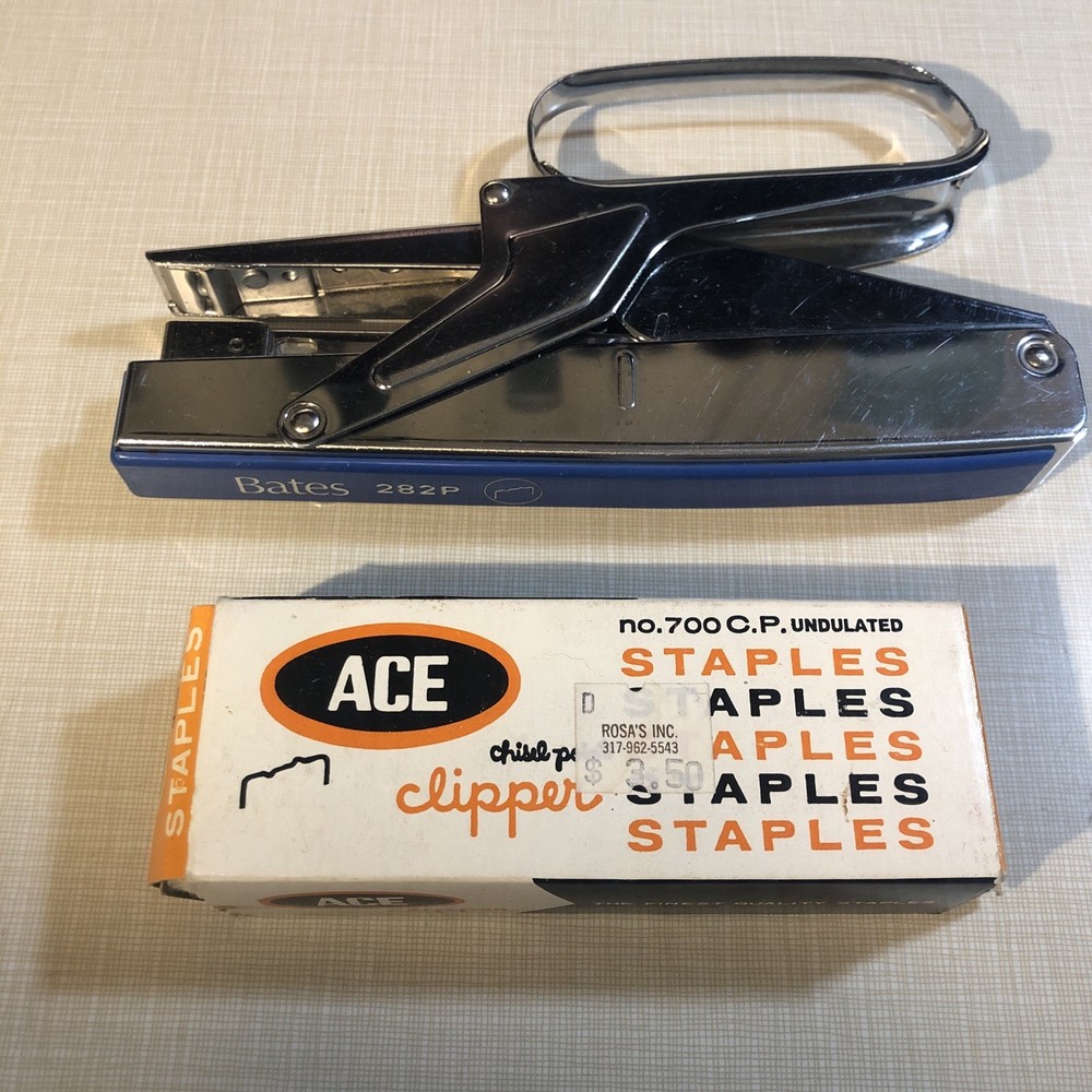 Vintage Bates 282P / Ace Clipper 700 Chisel Point Stapler Set