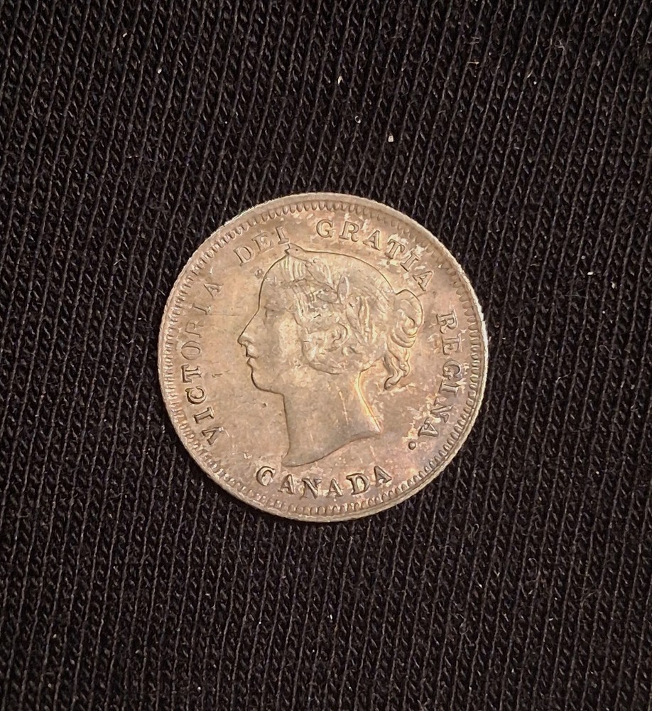 CANADA-1890-H 5 CENT SILVER-TONED AU
