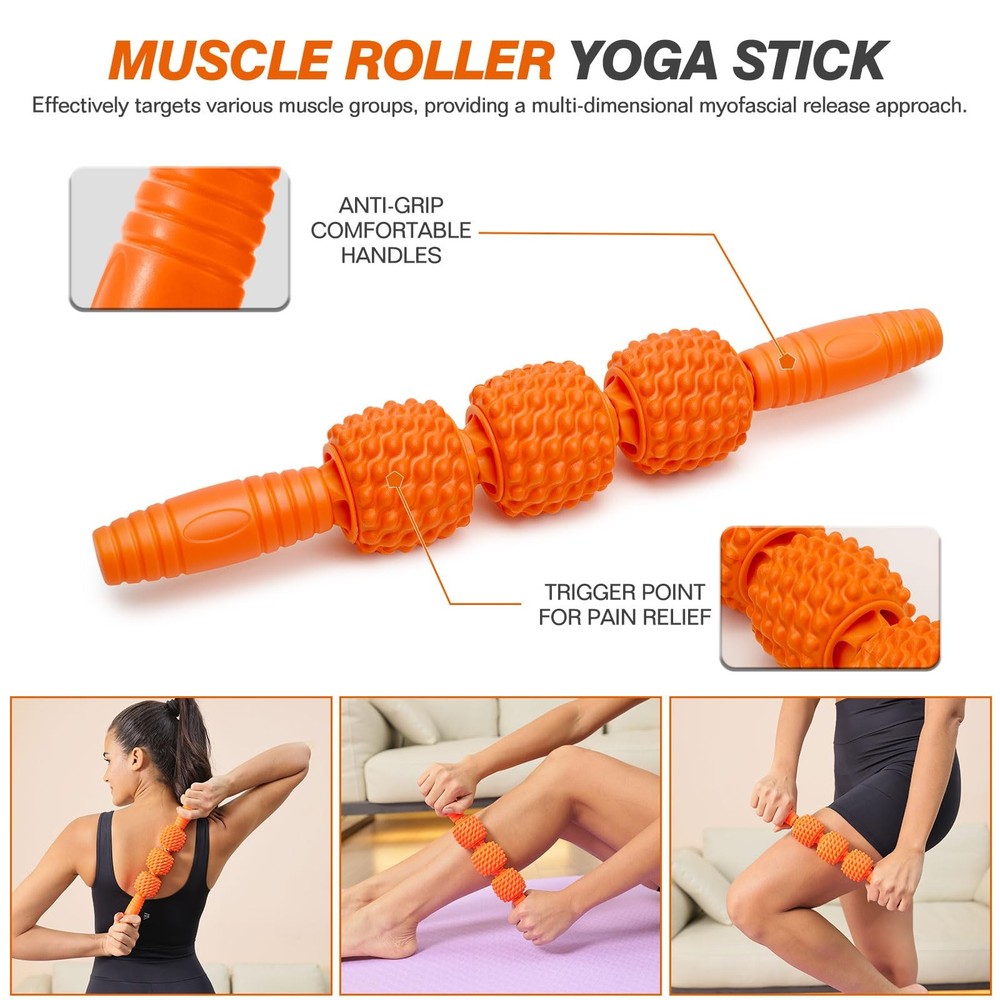 5 in 1 Foam Roller Set - Trigger Point Foam Back Roller, Muscle Roller Stick,...