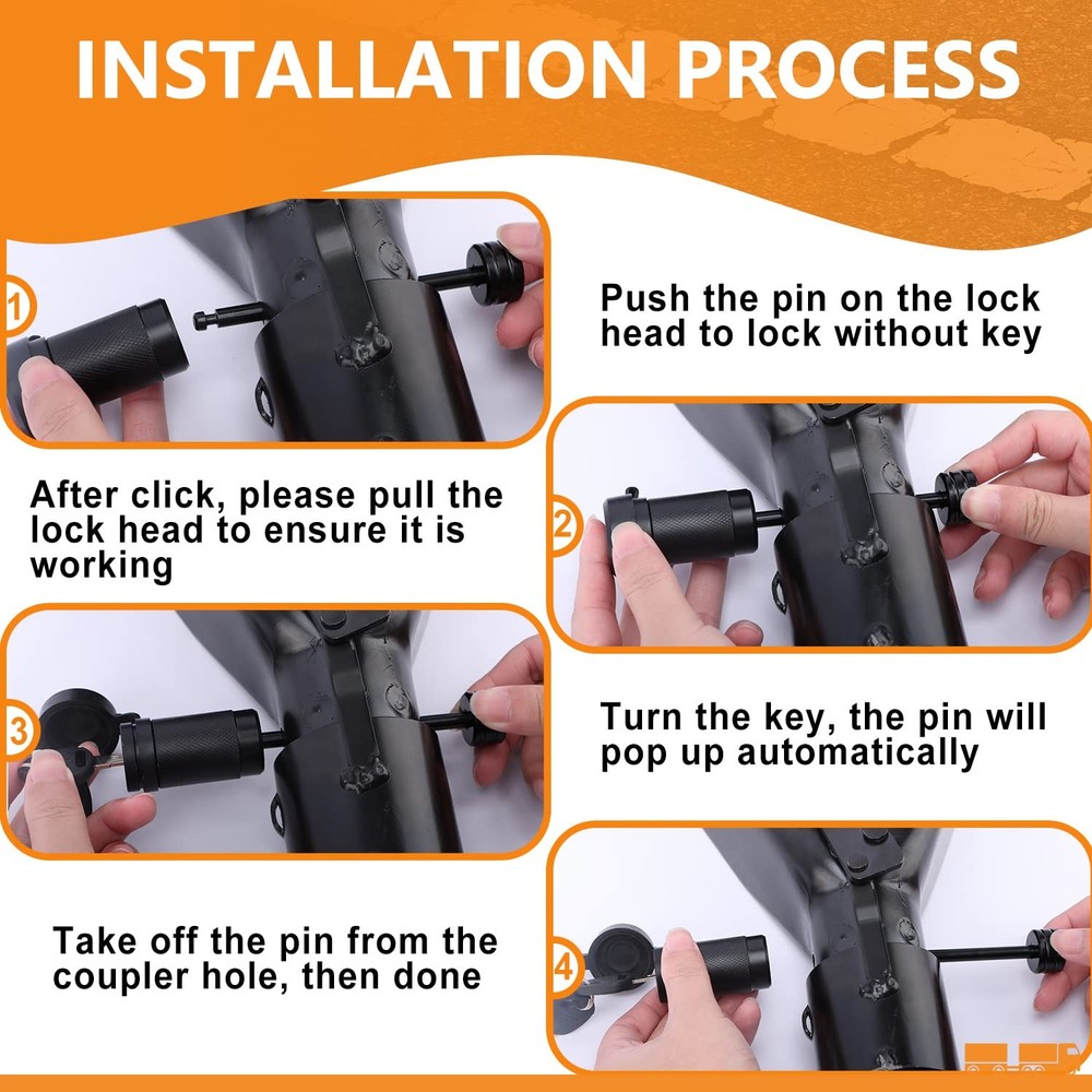 META Hardware Trailer Coupler Lock 1/4" Dia, 3-1/2" Span, 2pack
