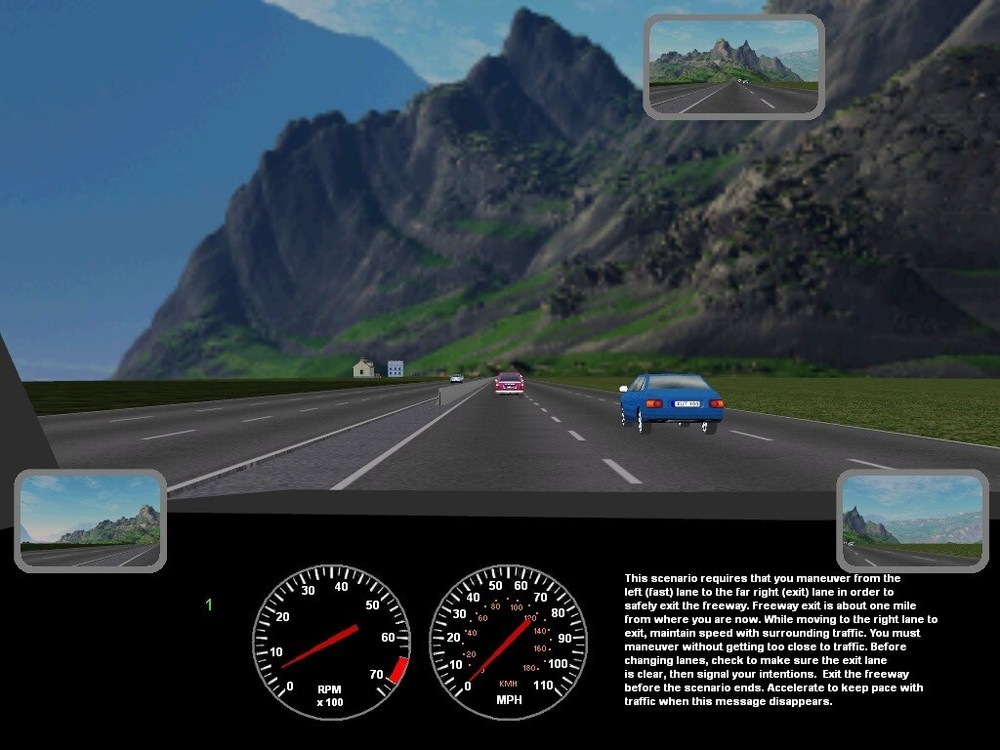 Pro Driving Simulator Software for Training and Testing - 3 Monitor