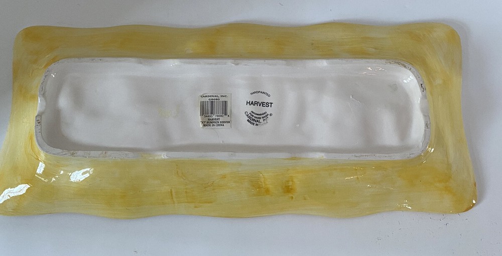 Ceramic Fall Harvest Pumpkin Rectangle Serving Platter Cardinal Inc 17 X 7