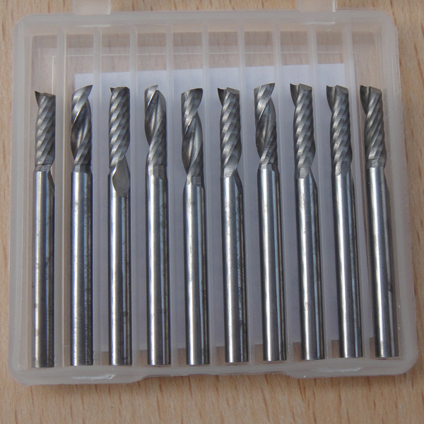 10 IN BOX1/8" Solid Carbide Single flute Carbide CNC router bits Engraving Tools