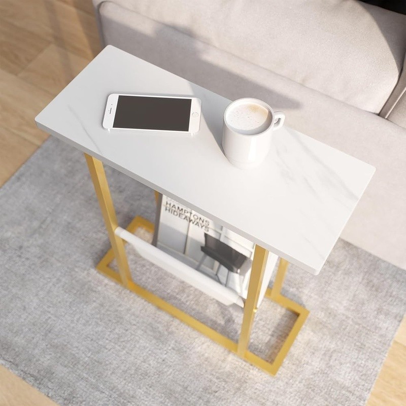 Narrow End Table W/ Storage Bag Multi-Purpose Sofa Table Easy Assembly New