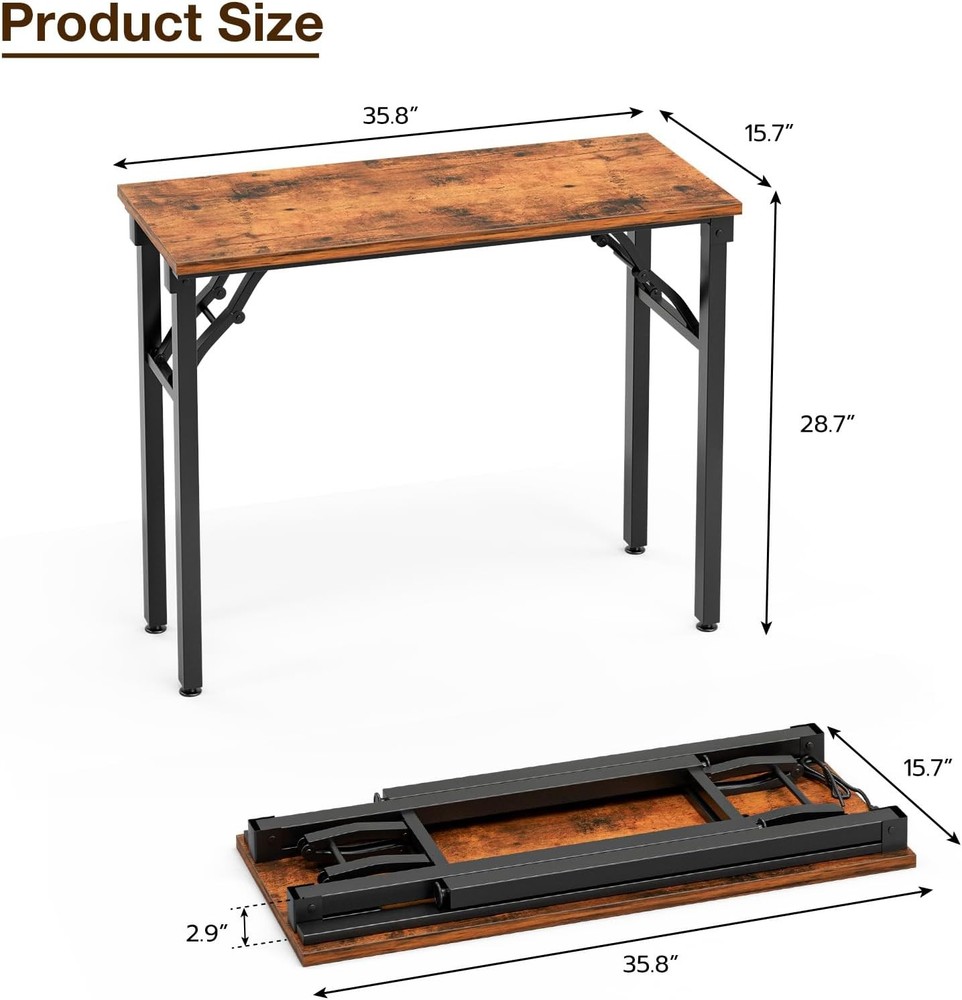 Small Computer Desk Folding Table - 35.8" Foldable Office Desk, No Assembly, Per