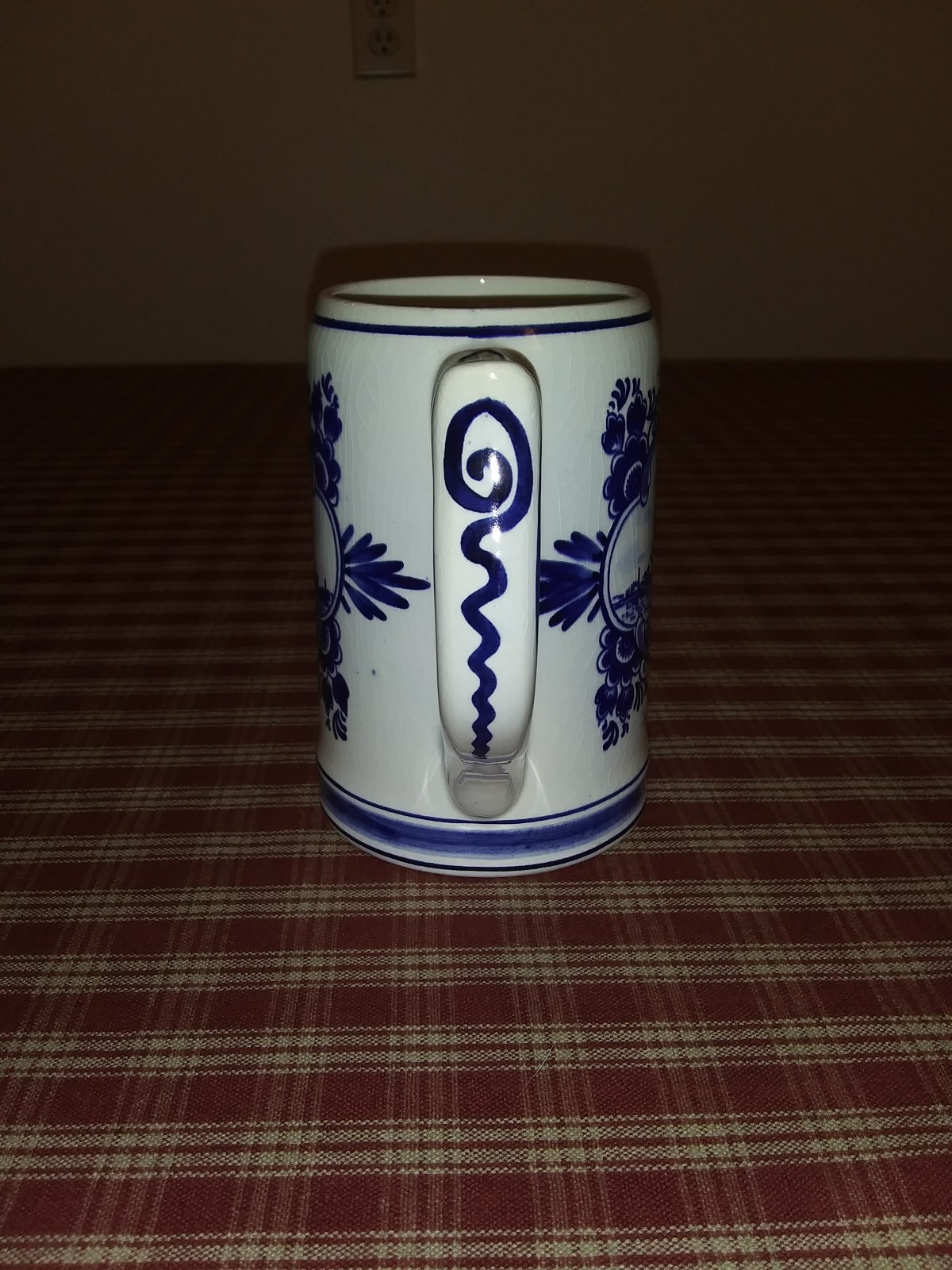 Vintage Heineken Blue Delfts Hand Painted Beer Stein Mug Holland Windmill Boat