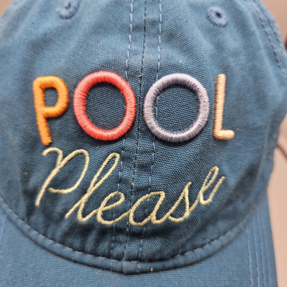 Teal "POOL Please" Embroidered Baseball Cap OSFM Adjustable Strap Summer Beach