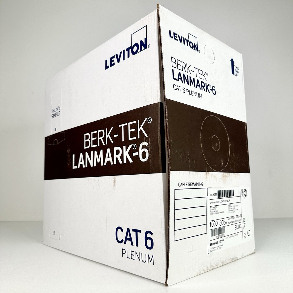 LEVITON BERK-TEK LANMARK-6🛜 | CAT6 PLENUM (BLUE)🔵 | 1000’ | NEW (5 AVAILABLE)✨
