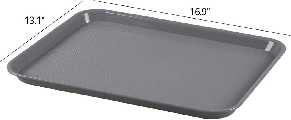 12-Pack Plastic Fast Food Service Trays, Rectangular Cafeteria Tray Beige,grey