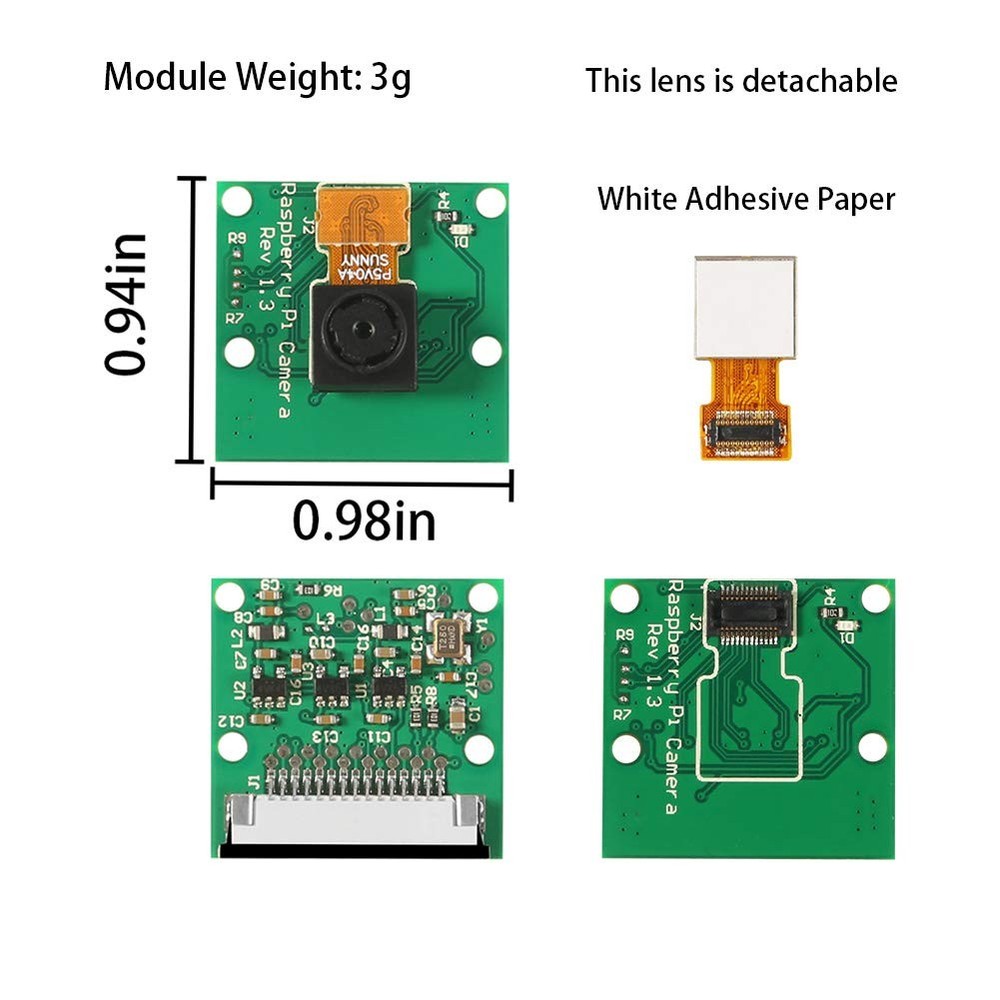 Raspberry Pi Camera Module 5MP 1080p OV5647 Sensor Fits Pi 3/3B+/4 Zero W