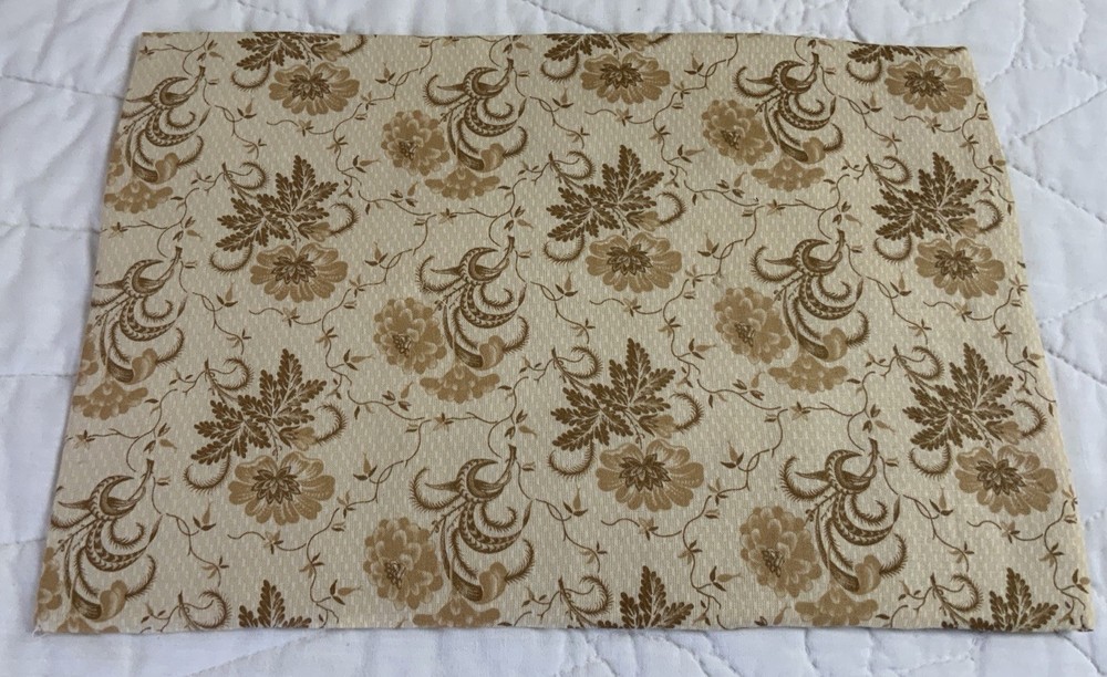 Antique Vintage Patchwork Quilt Table Topper, Four Patch, Early Calicos, Brown