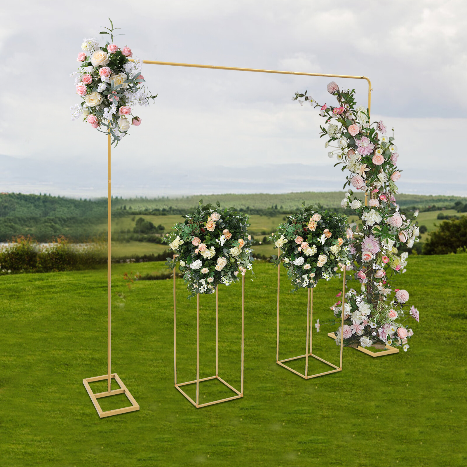 Modern Gold Metal Wedding Backdrop Stand Balloon Stand with Flower Stands