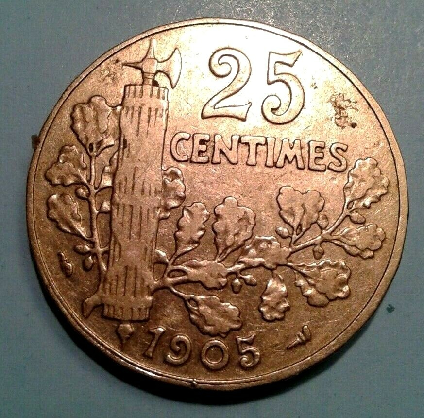 France 25 Centimes coin 1905