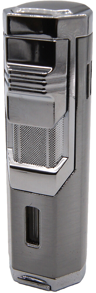 Triple Jet Torch Table Lighter Flue Butane Adjustable Flame Refillable w/ Punch