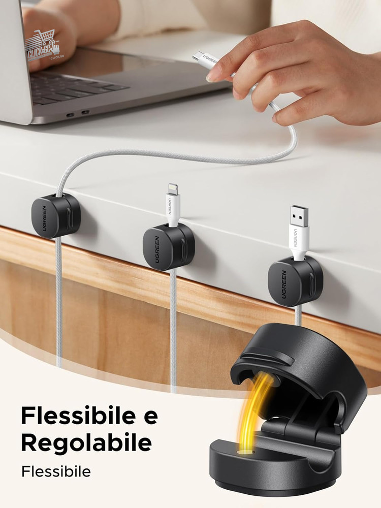 [6 Pieces] Spring Cable Clips [91° Rotation] Magnetic [360° Rotating]