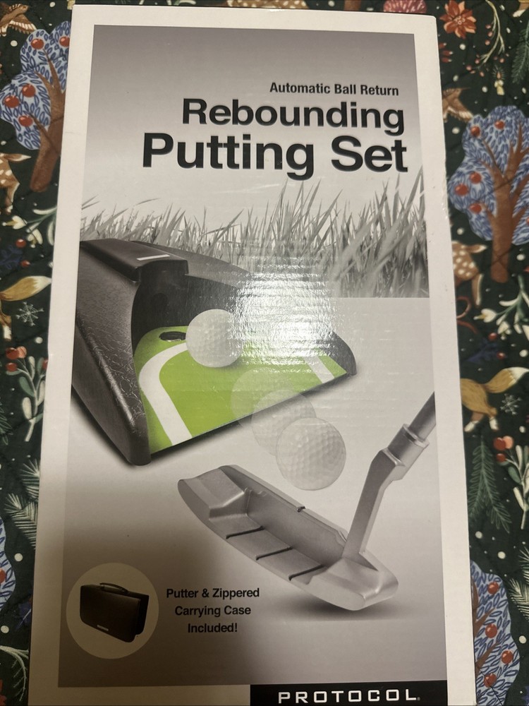 Protocol Rebounding Golf Putting Set Automatic Ball Return W Travel Carry Case